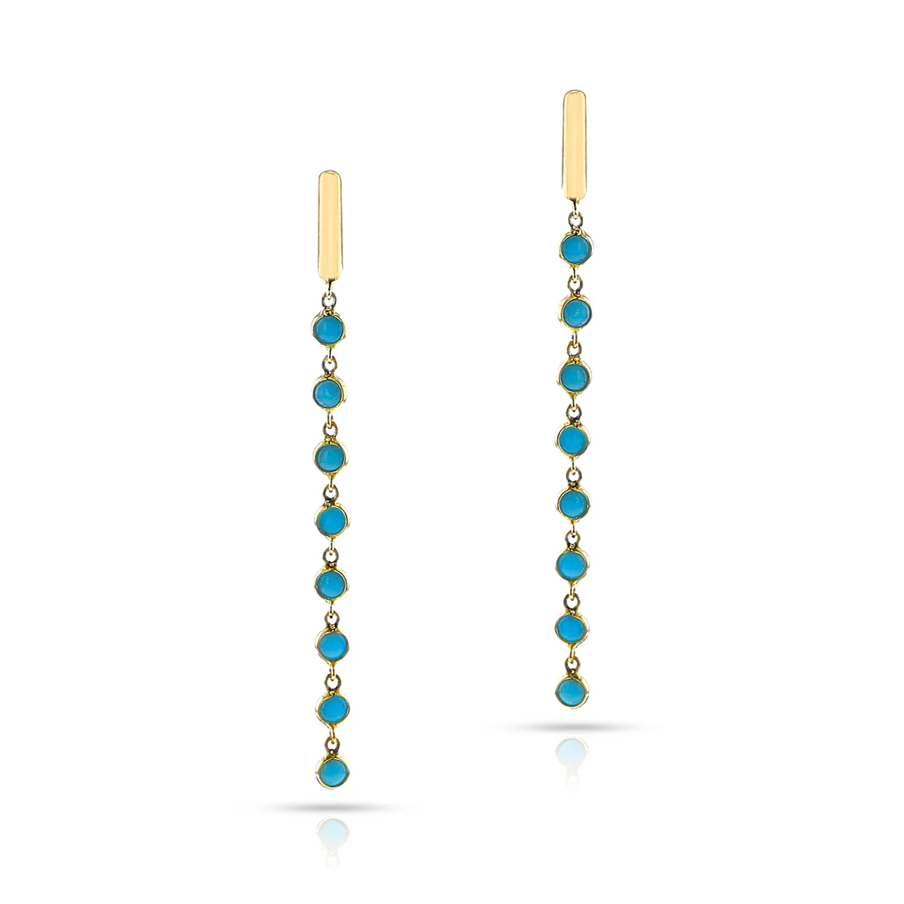 Turquoise Cabochon Dangling Earrings, 14k