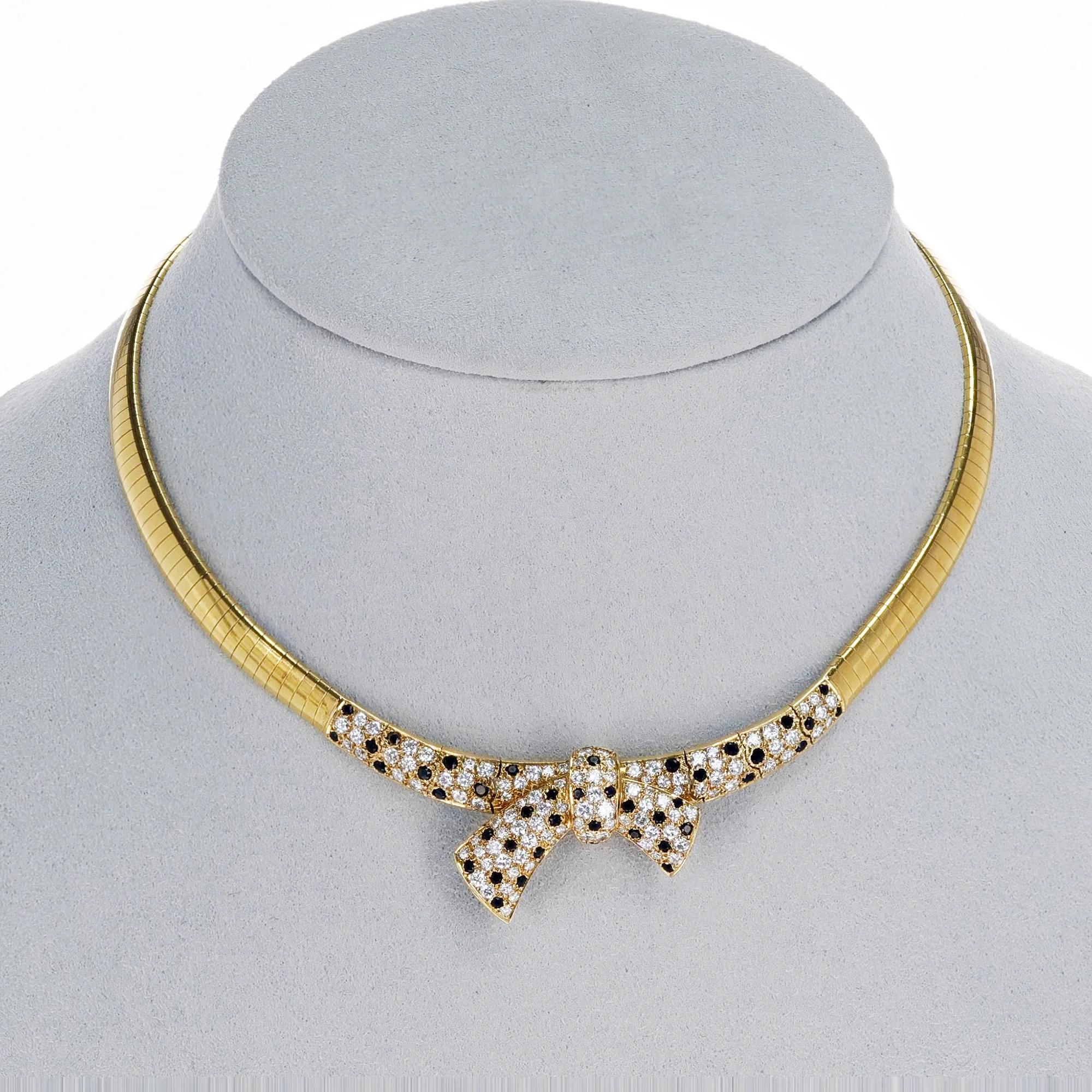 Van Cleef & Arpels Diamond and Black Onyx Bow Necklace and Earring Set