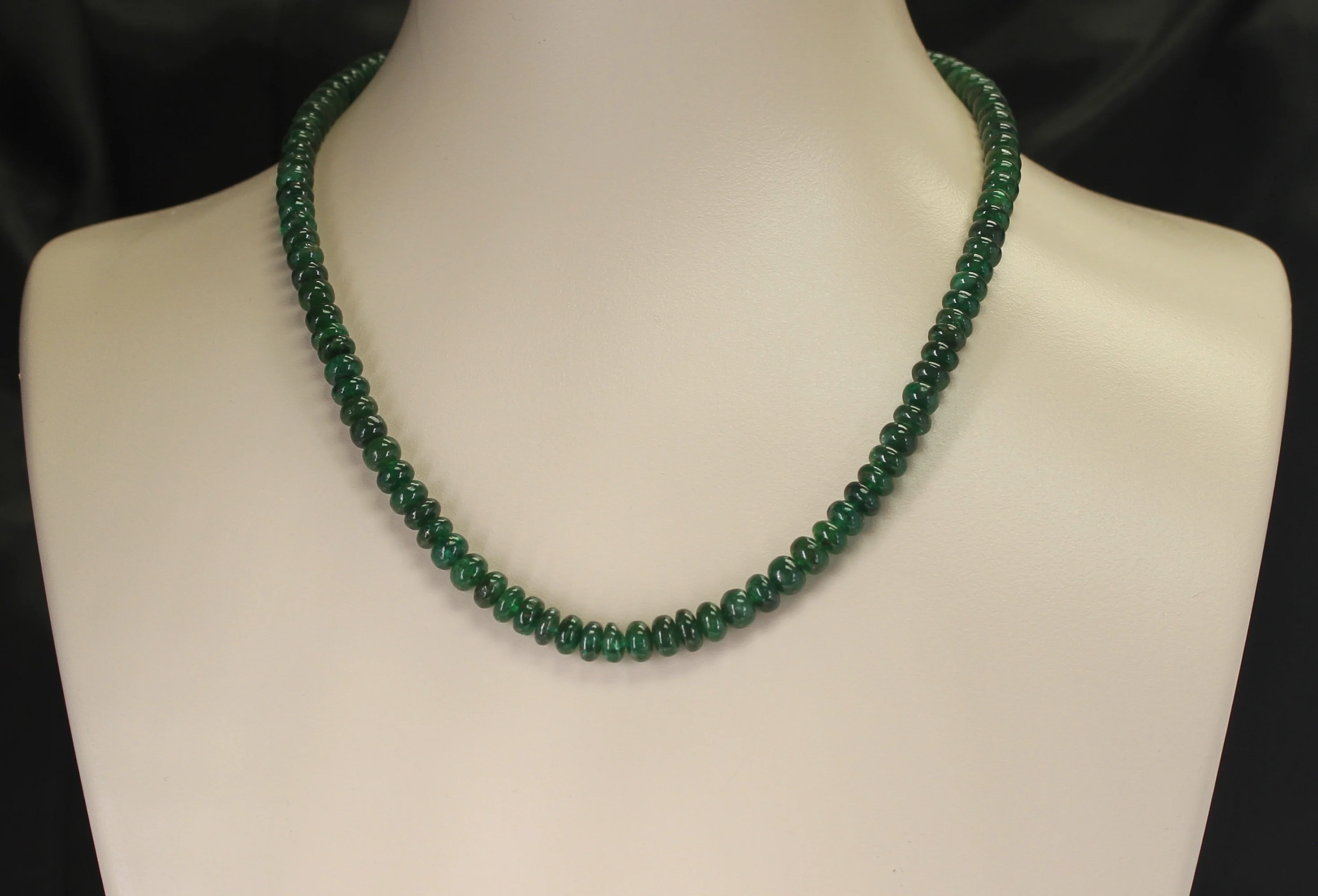 Genuine & Natural Deep Green Fine Emerald Plain & Smooth Beads Necklace