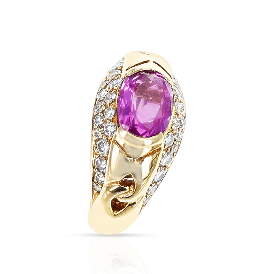 Bvlgari Italy Pink Sapphire and Diamond Ring, 18k