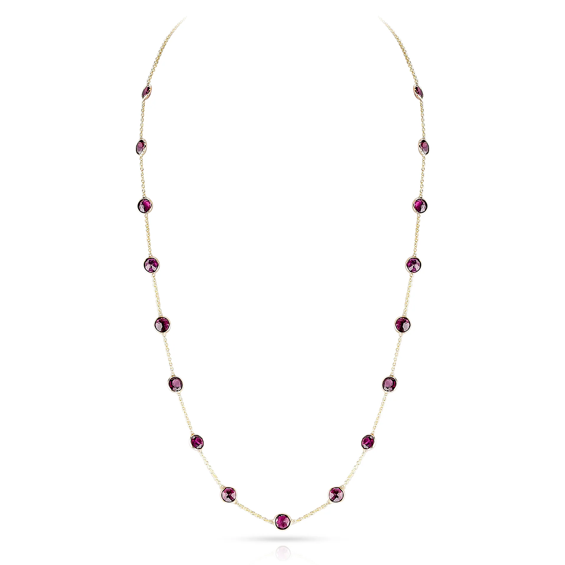 Pink Rhodolite Necklace, 18K