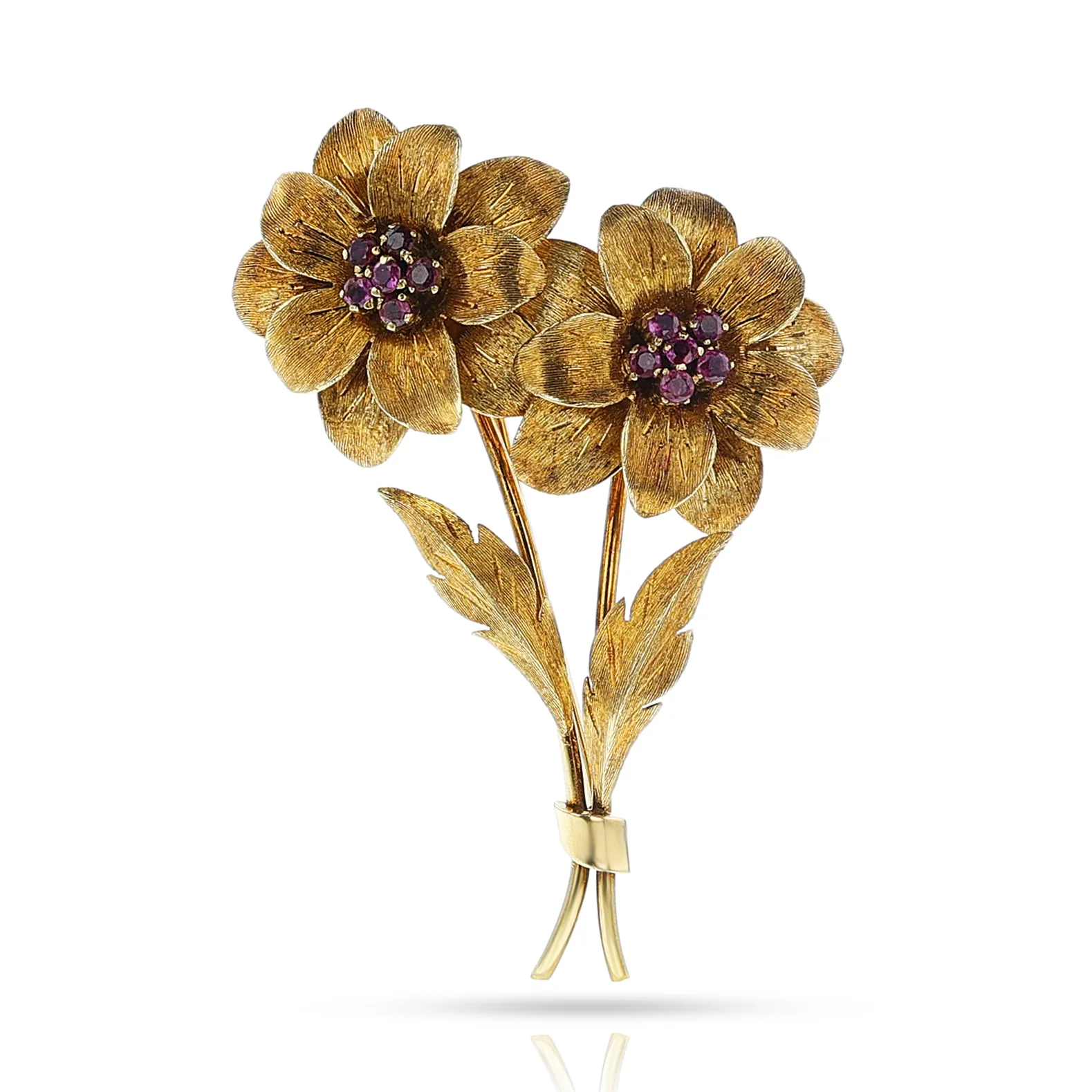 Tiffany & Co. Ruby and Gold Floral Brooch, 18k