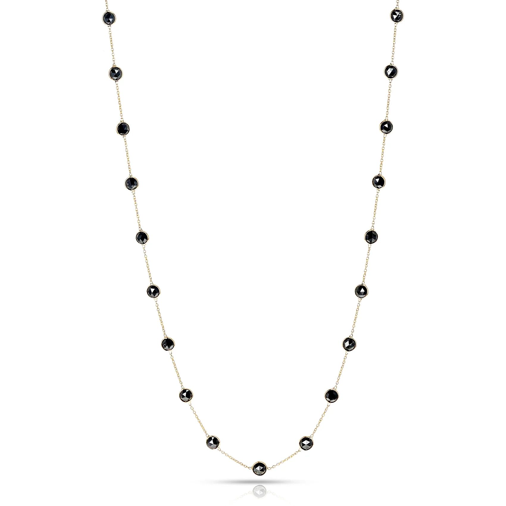 Round Black Diamond Rose Cut Necklace, 18k
