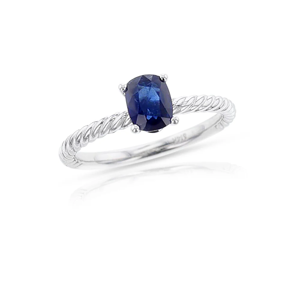 GIA Certified 0.80 ct. Unheated Burma Sapphire Ring, 14k White