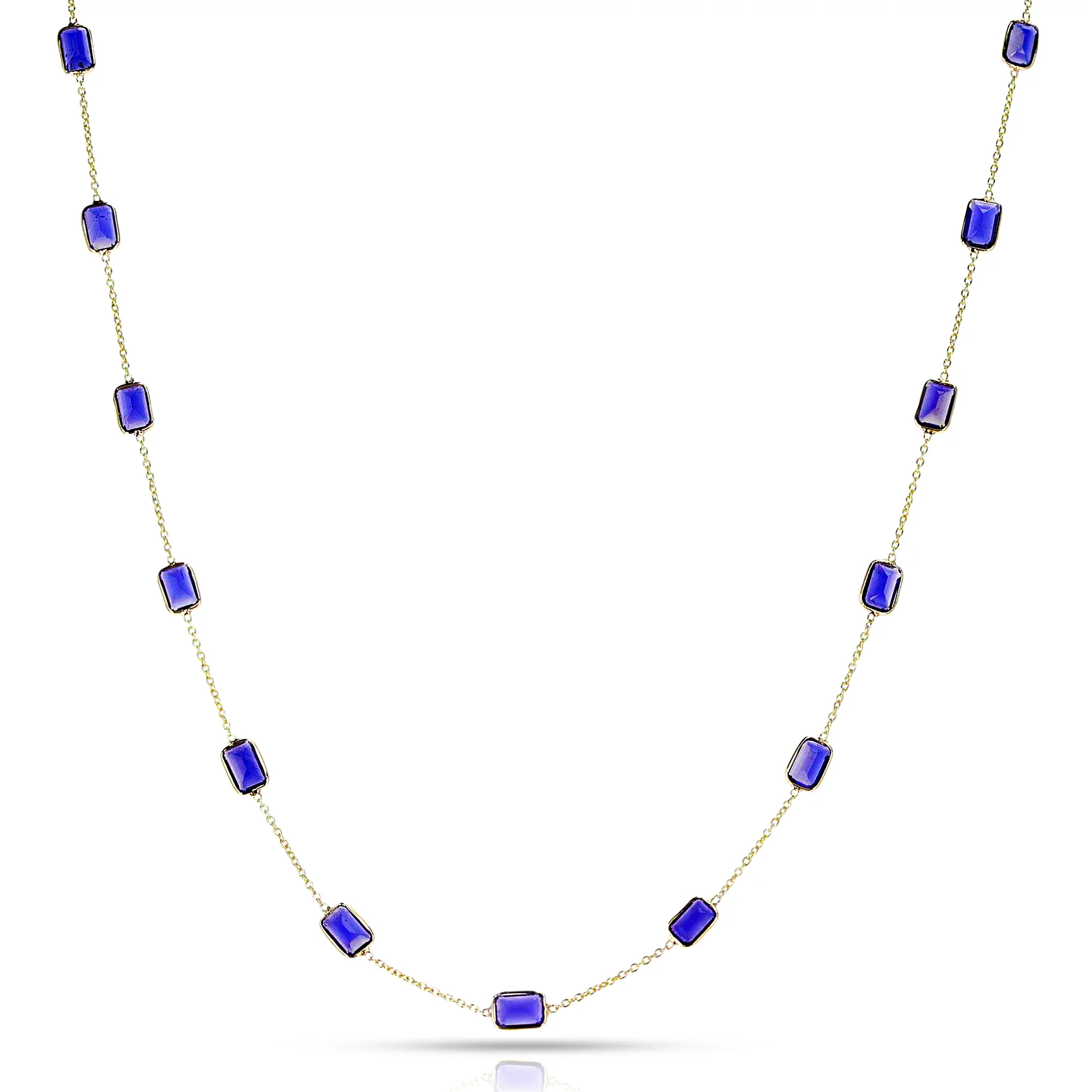 Rectangular Iolite Necklace, 18k