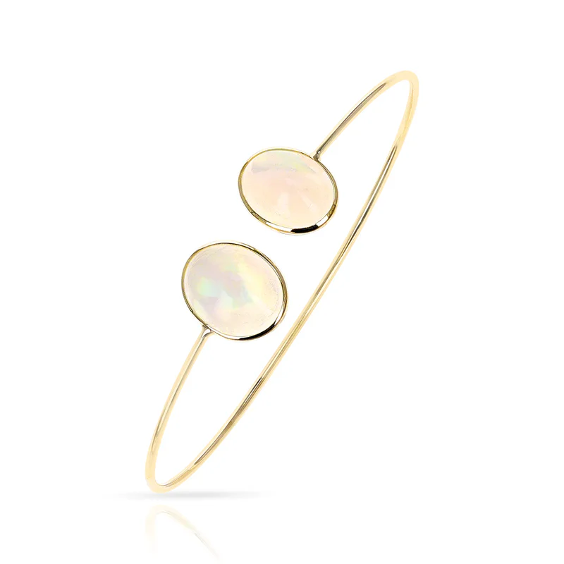 Oval Emerald Bangle, 18k