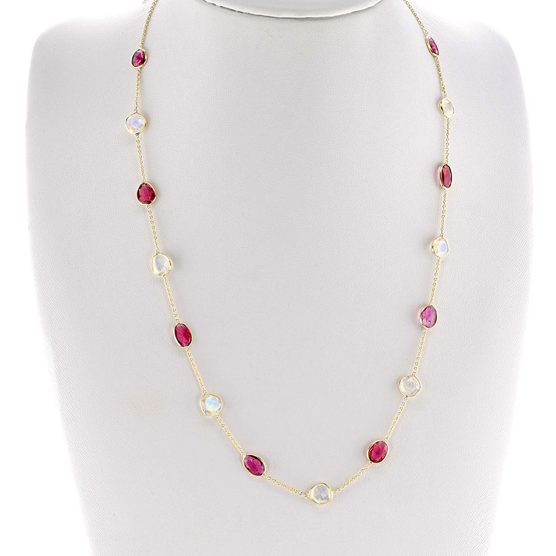 Rainbow Moonstone and Pink Tourmaline, 18K