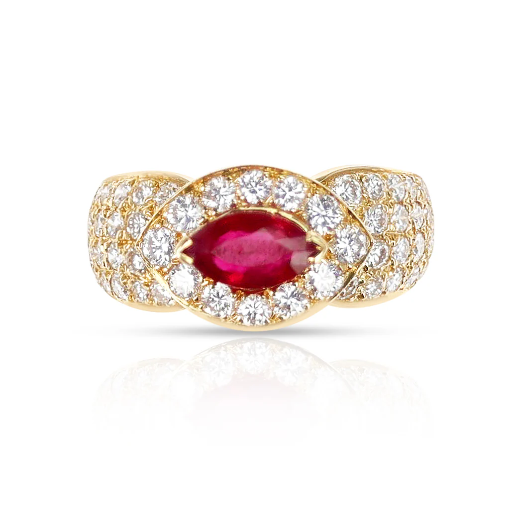Van Cleef & Arpels Marquise Ruby and Diamond Ring