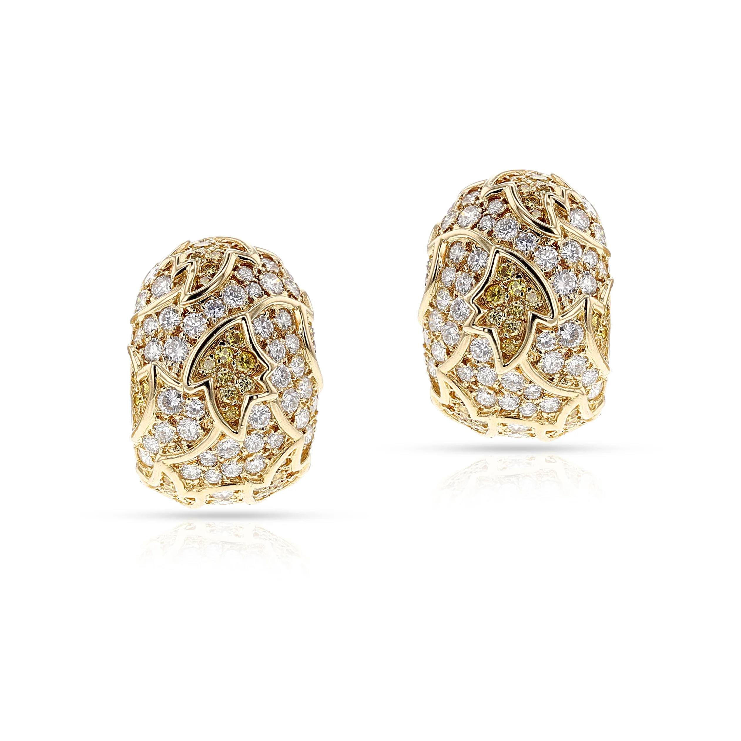 Van Cleef & Arpels Natural Yellow and White Diamond 18K Yellow Gold Necklace and Earring Set