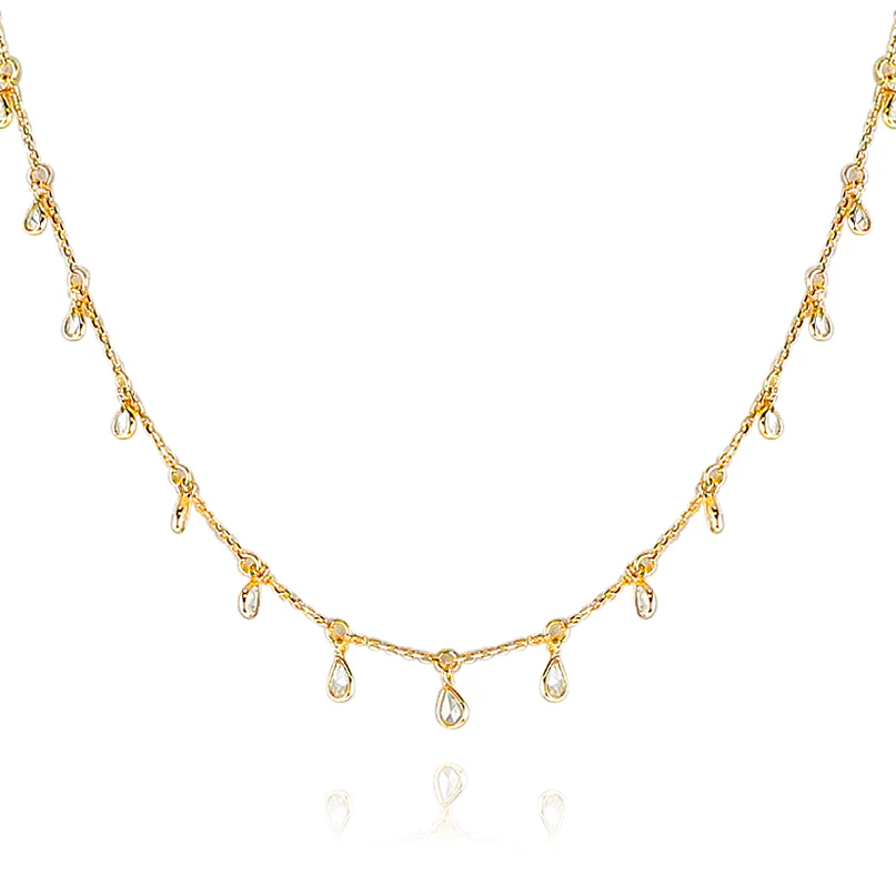 Diamond Rose Cut Drops Necklace, 18k