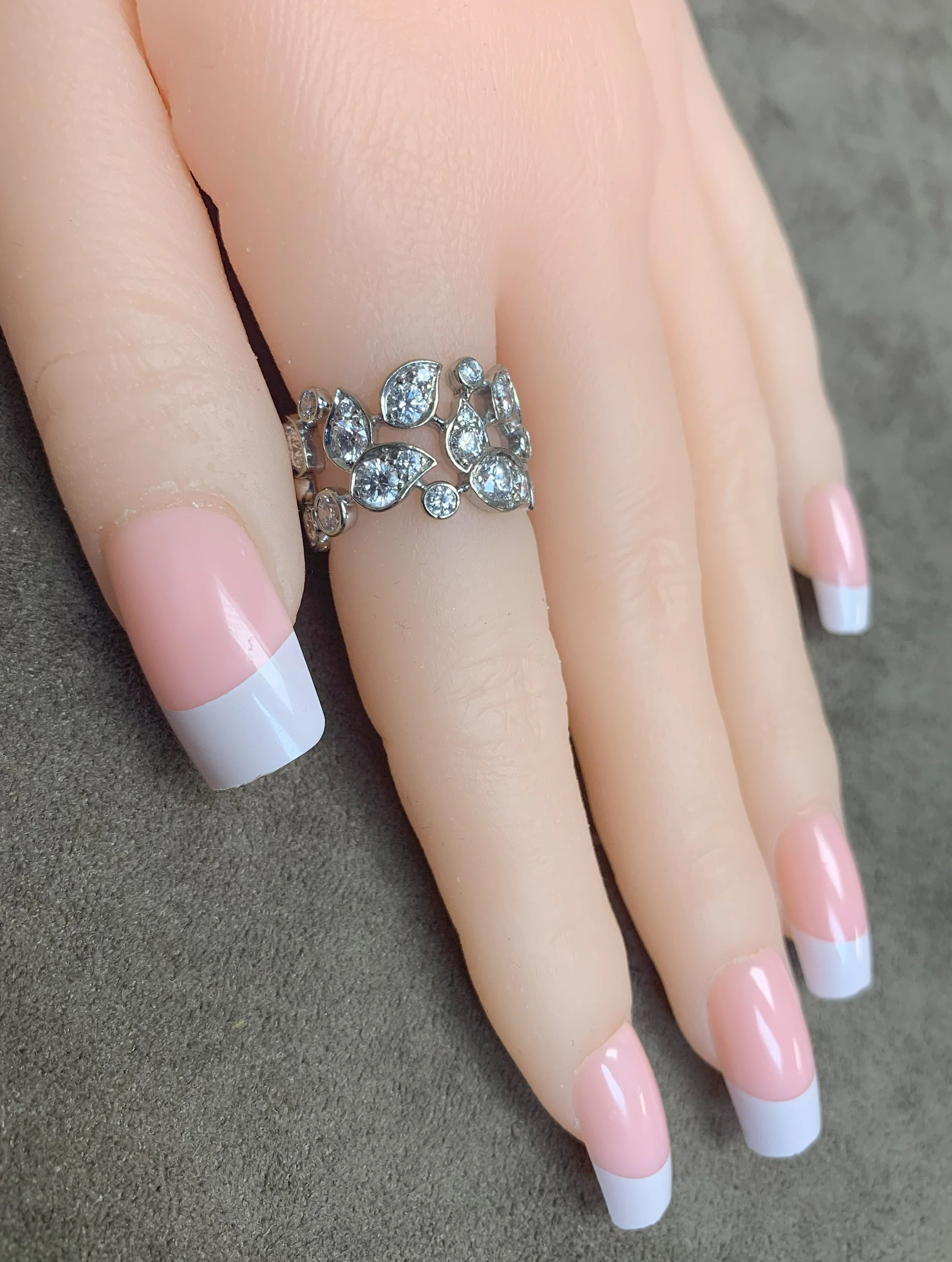 Cartier 5 Carat Diamond Leaf Ring, 18K White Gold