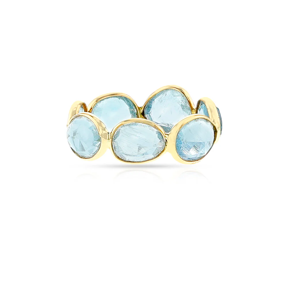 Aquamarine Rose Cut Band, 14k