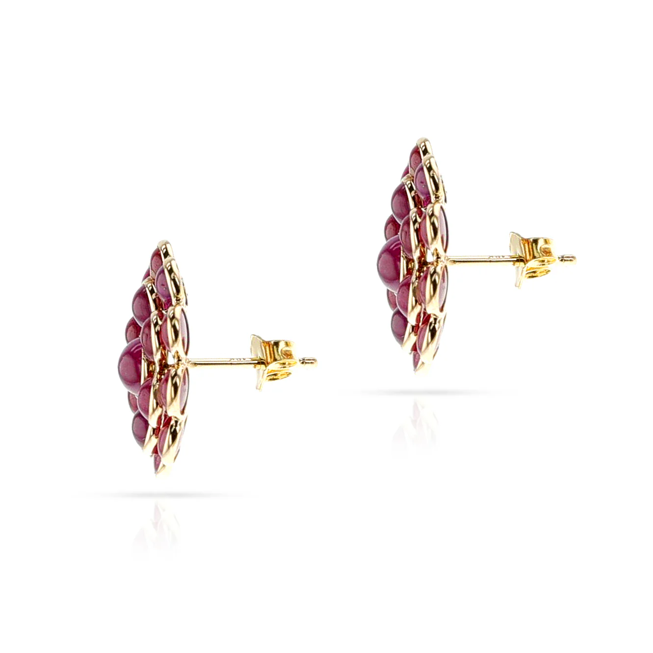Ruby Cabochon Floral Cocktail Earrings, 18K