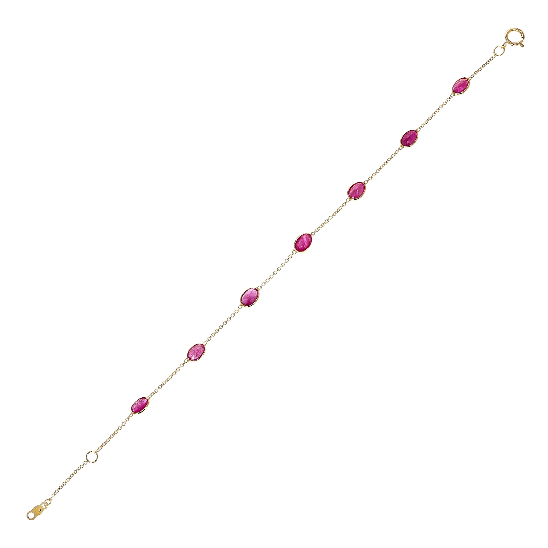 Oval Genuine Ruby 18k Yellow Gold Bracelet