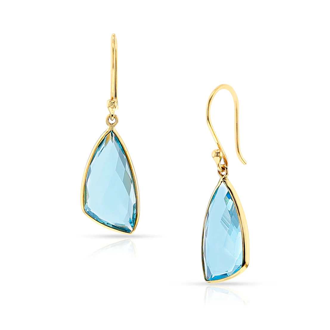 Triangular Blue Topaz Hoop Earrings, 18k