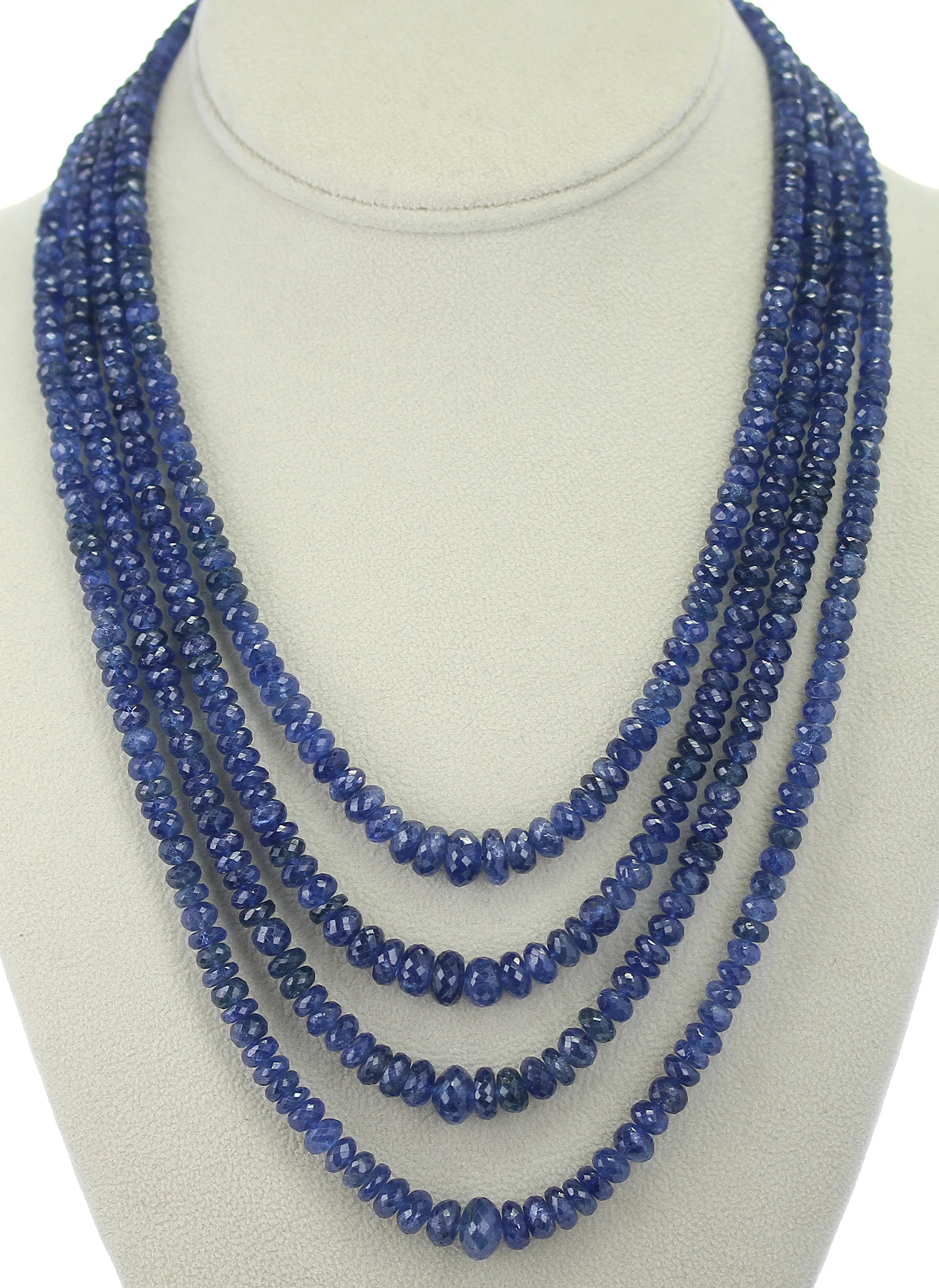 Genuine & Natural Necklace of Fine Blue Sapphire Faceted Beads