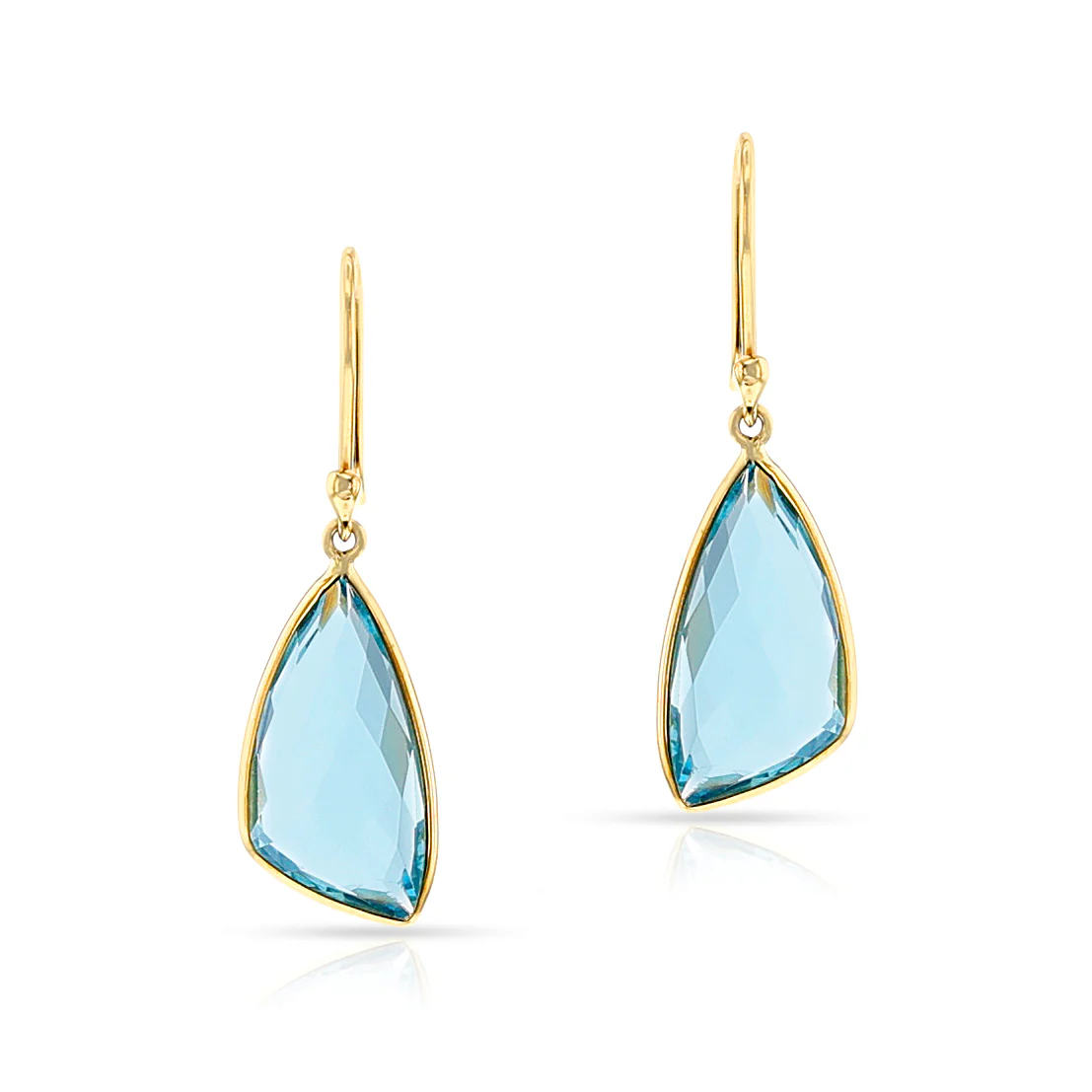 Triangular Blue Topaz Hoop Earrings, 18k