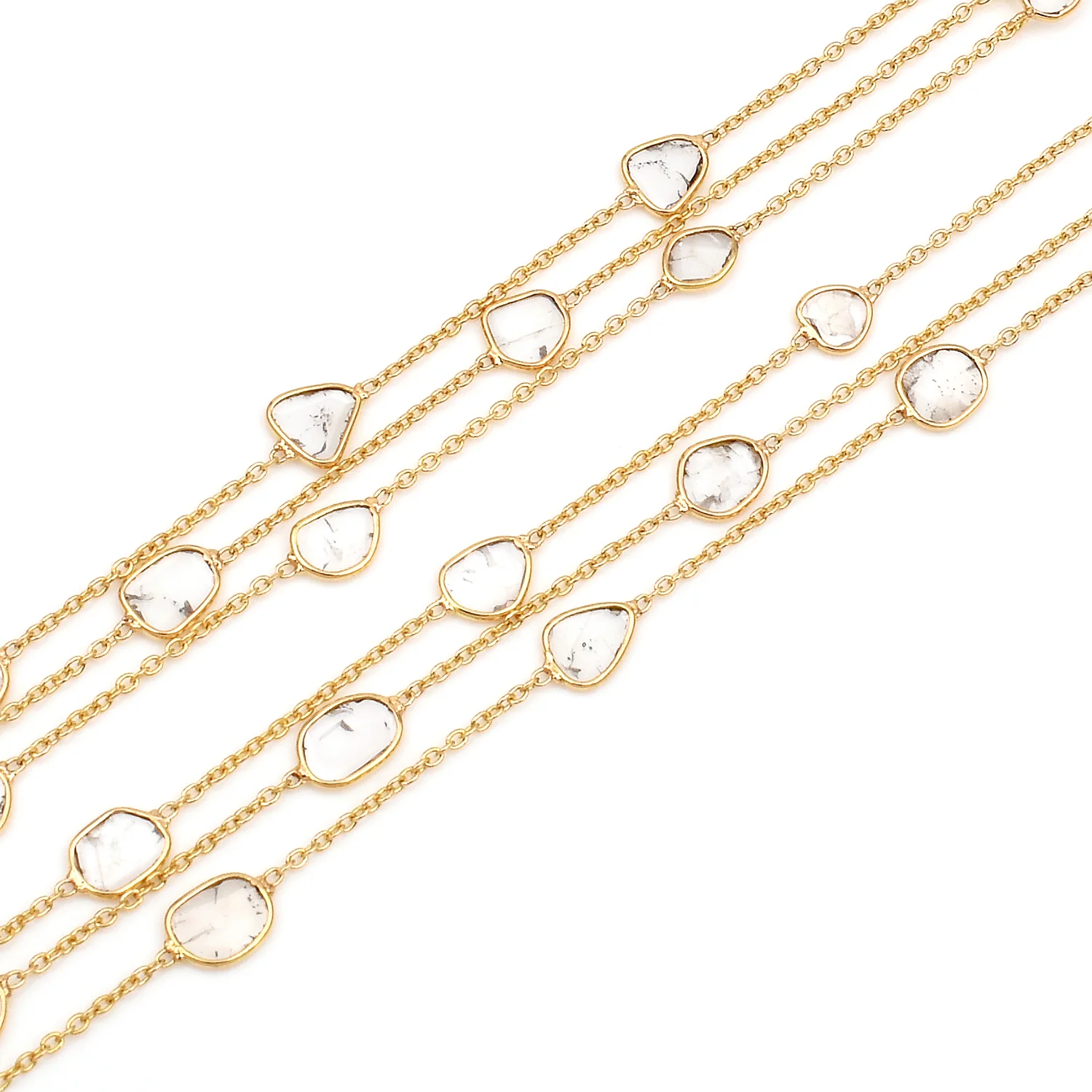 Triple Layer Diamond Slices Necklace, 18k