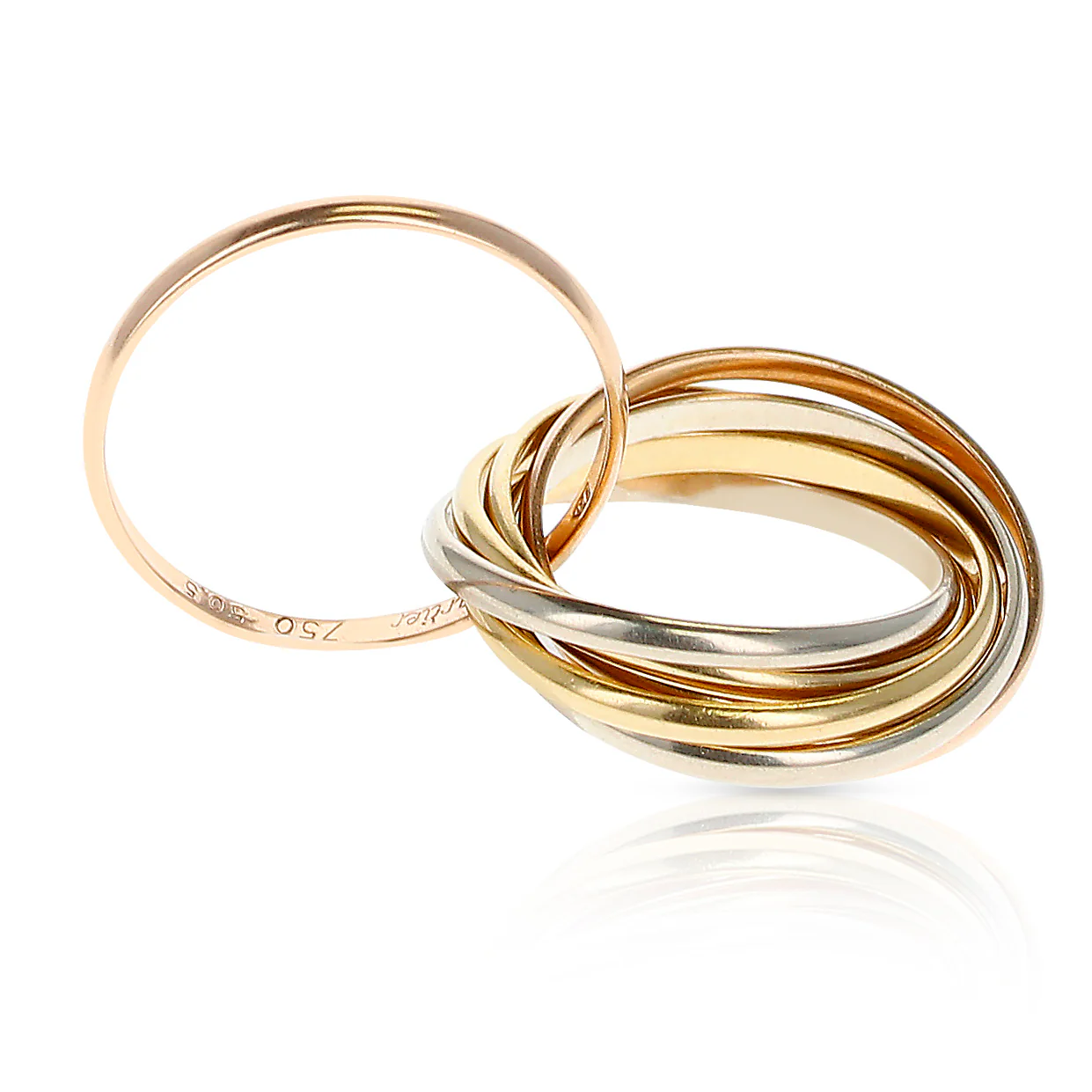 Cartier 7 Band Rolling Ring, 18 Karat Rose, White and Yellow Gold