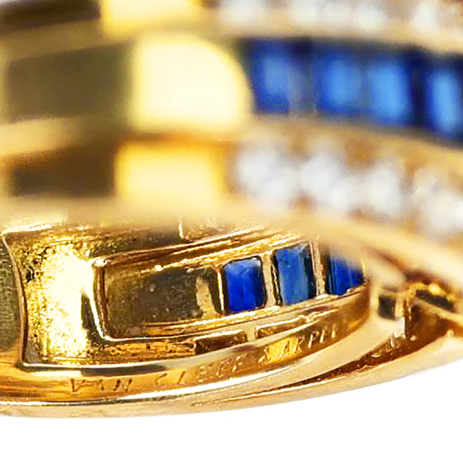 Van Cleef & Arpels Cushion-Cut Sapphire with Sapphire & Diamonds Engagement Ring