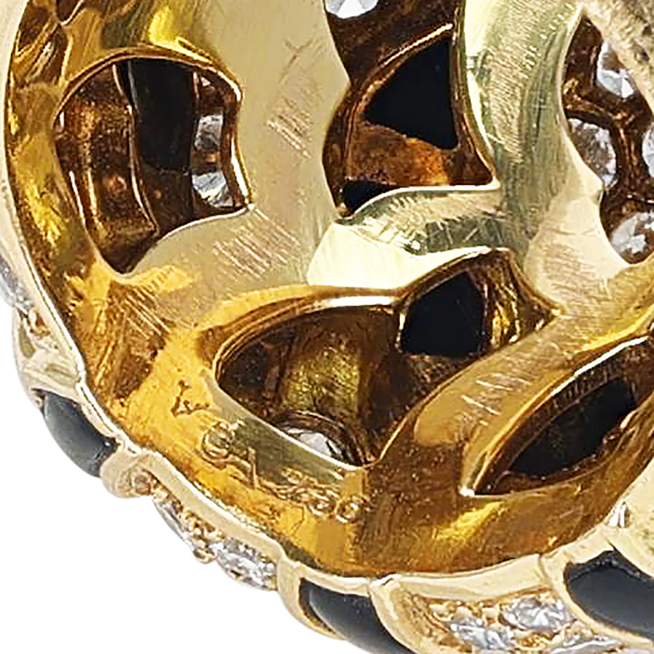 Van Cleef & Arpels Black Onyx and White Diamonds Dome Ring, 18K