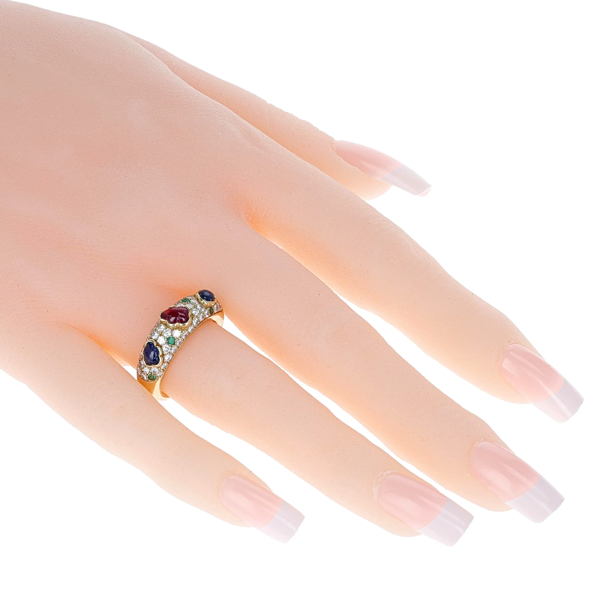 Cartier Tutti Frutti Ruby, Emerald, Sapphire, Diamond Ring, 18K