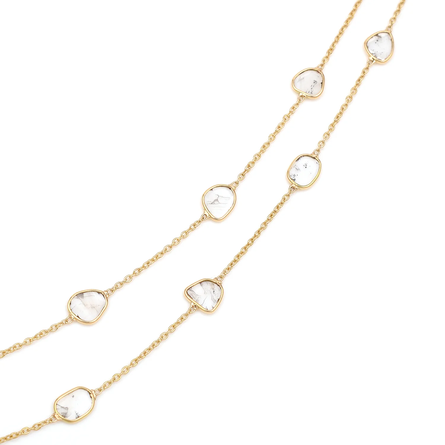 Double Layer Diamond Slices Necklace, 18k