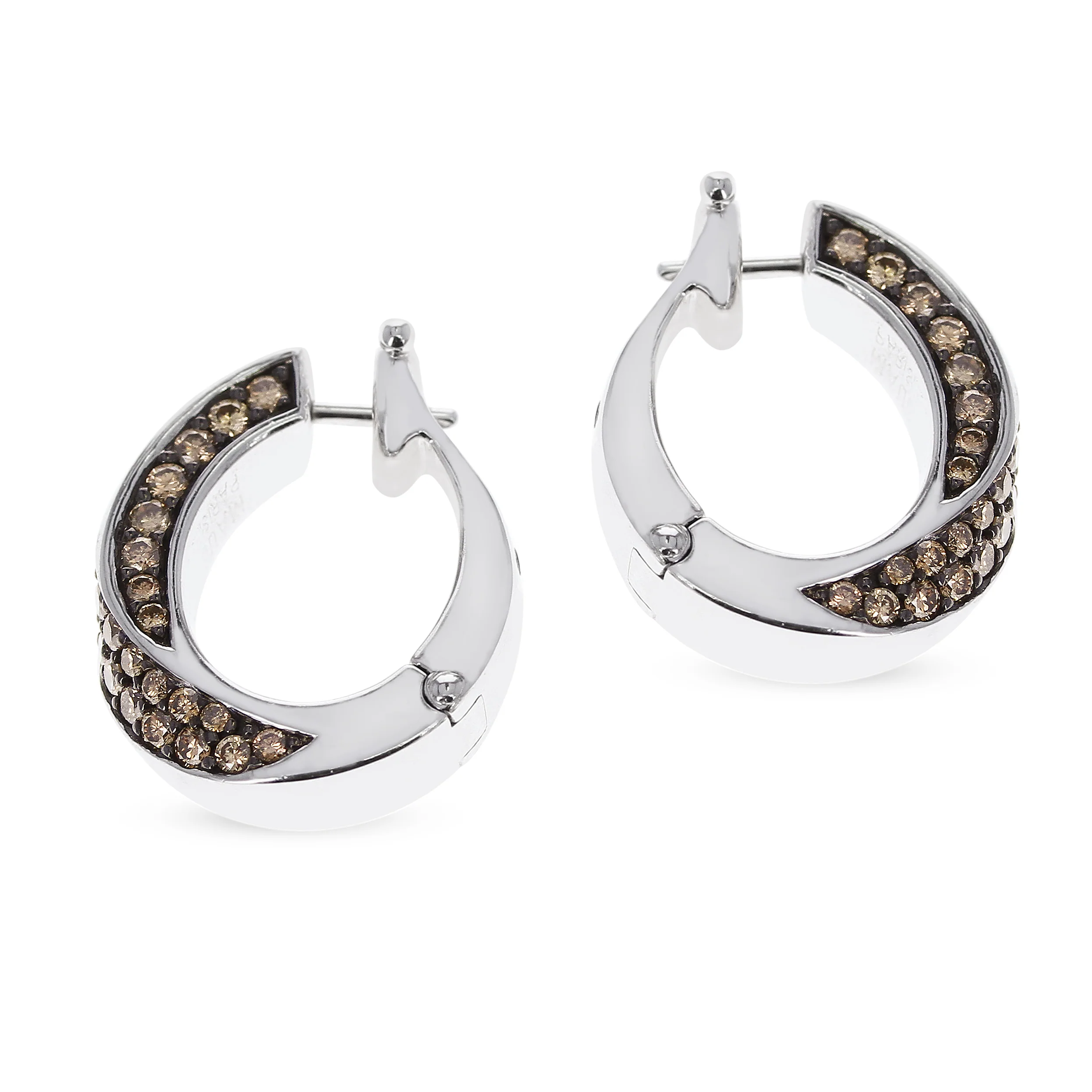 Mauboussin Champagne Diamond Pave Earrings, 18 Karat White Gold