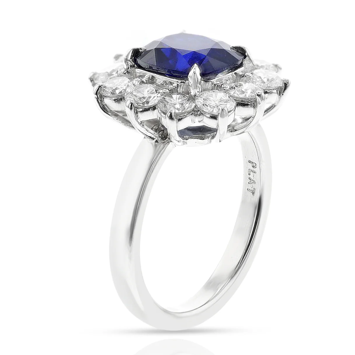 GIA Certified 2.70 ct. Unheated Burma Sapphire and Diamond Ring, Platinum