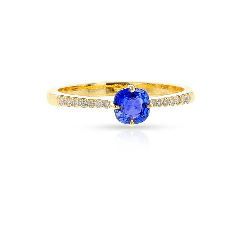 Blue Sapphire and Diamond Ring, 14k