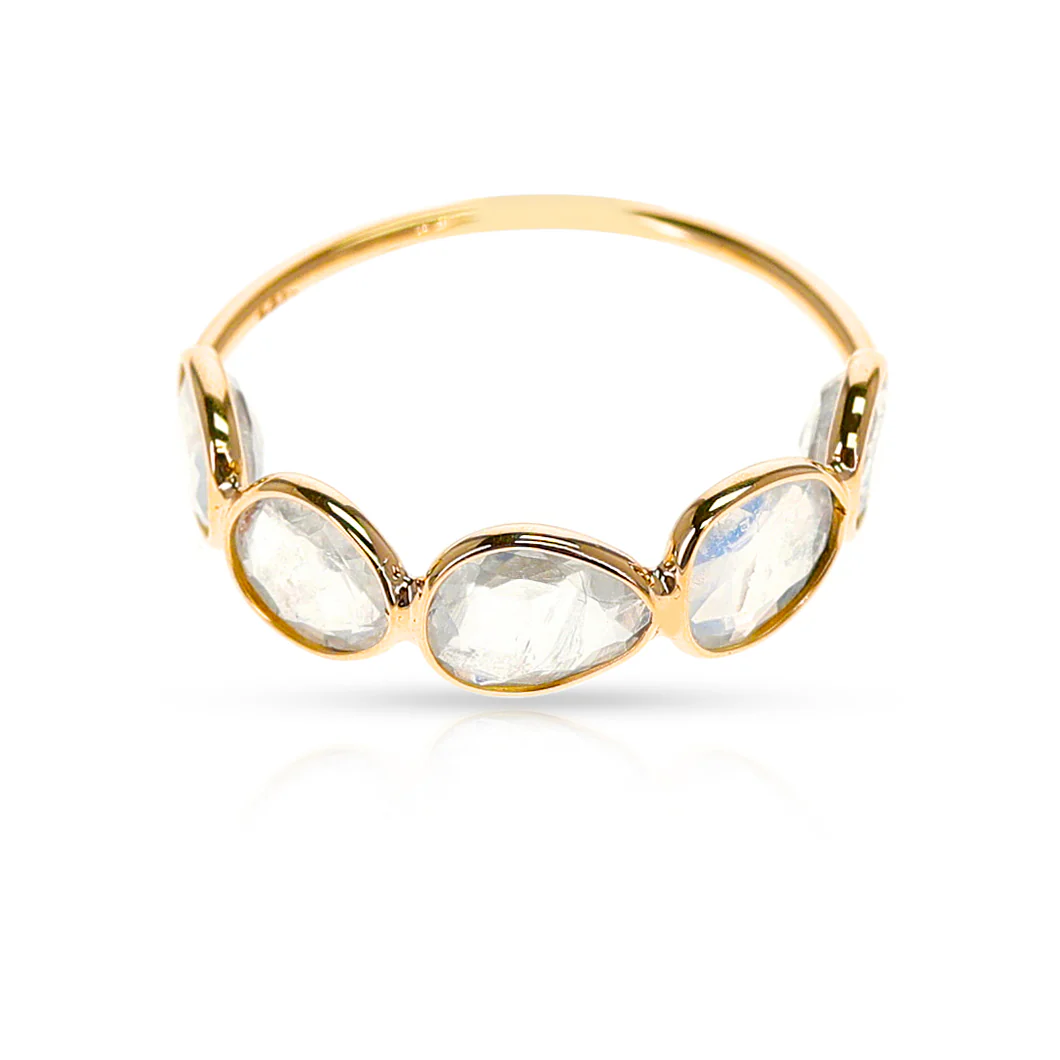 Five Cut Stone Moonstone Band, 18K