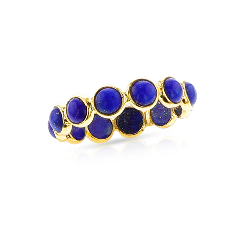 Round Lapis Cabochon Band, 14k