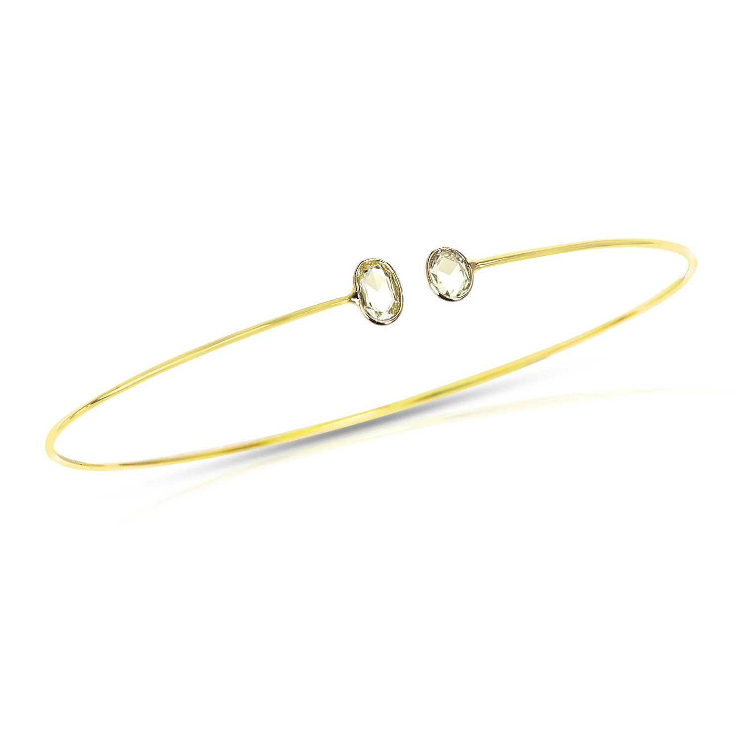 Oval Shape Diamond Rose Cut Bangle,18K