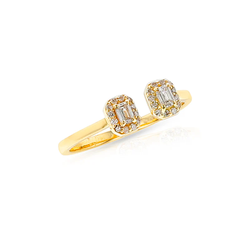 Double Diamond Open Ring, 14k