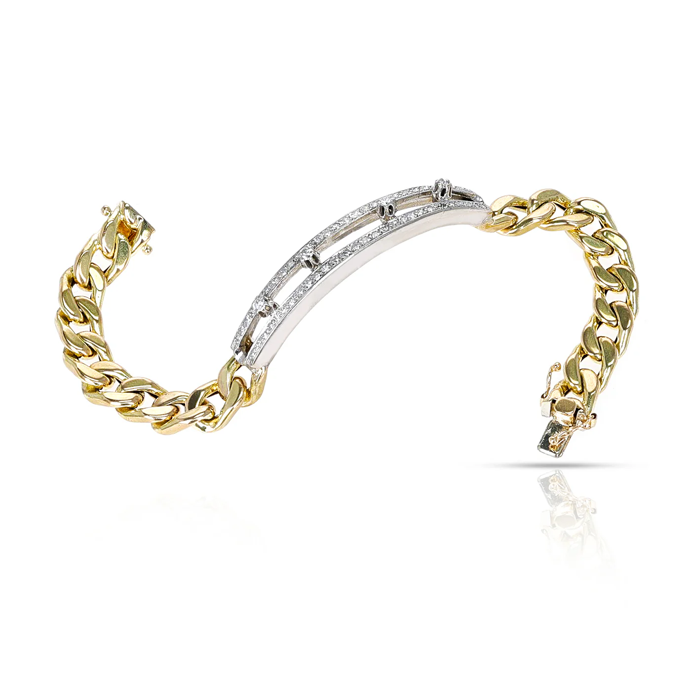 14k Yellow and White Gold with Diamonds Chain Men's Bracelet