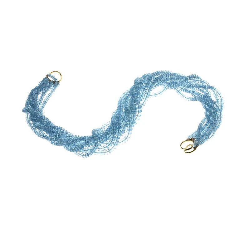Aquamarine Beads and Yellow Gold Necklace