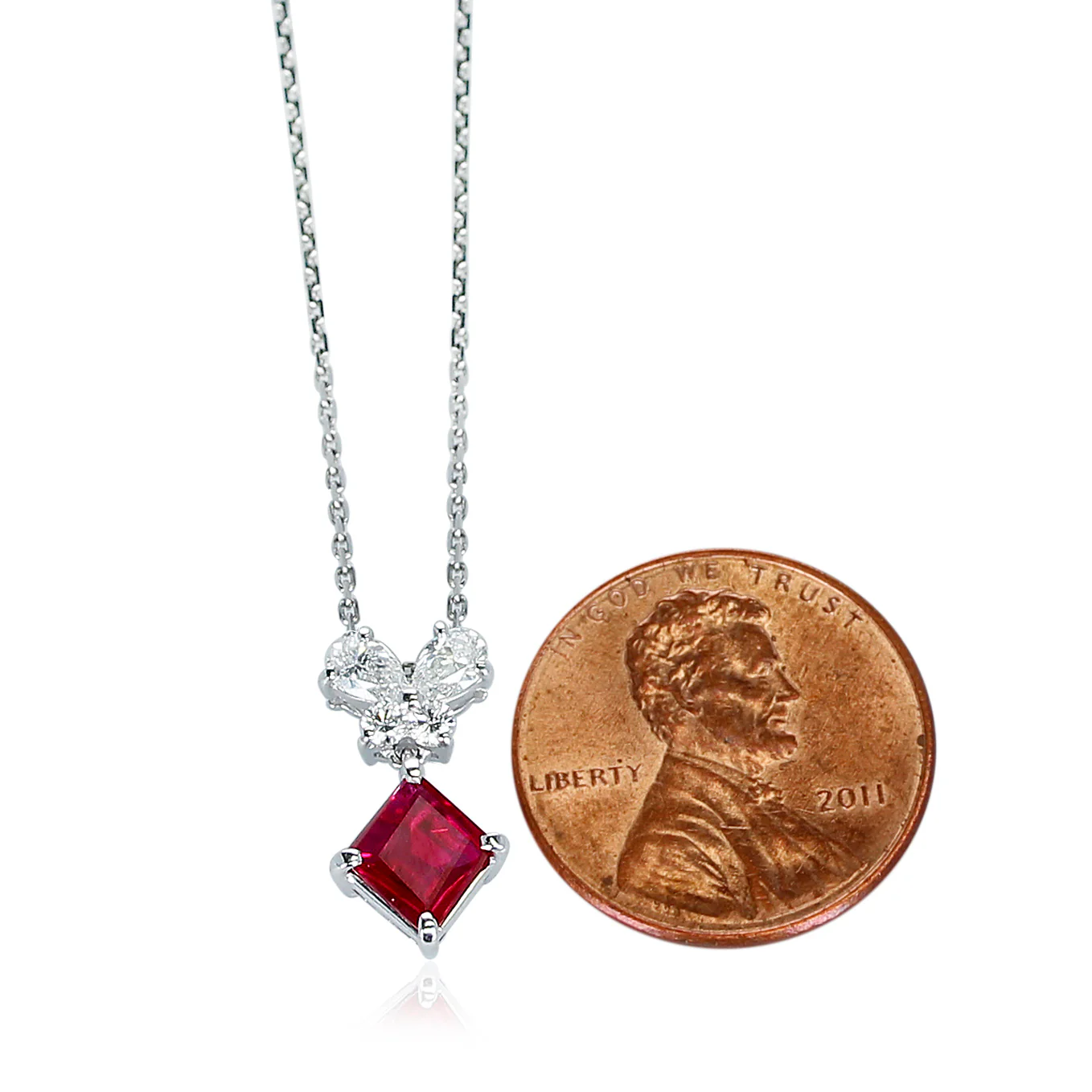 Ruby and Diamond Pendant Necklace, Platinum