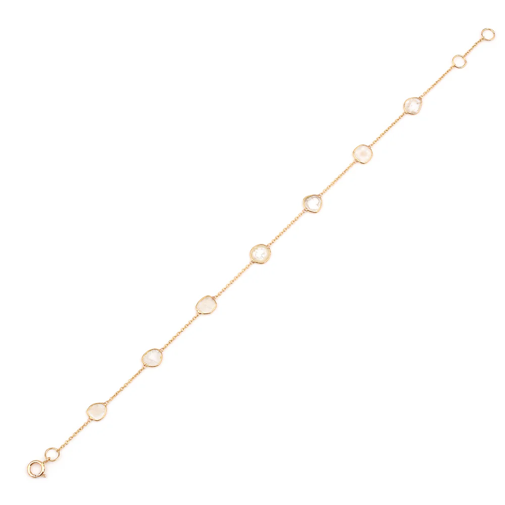 Diamond Slices Single-Line 18k Yellow Gold Adjustable Bracelet