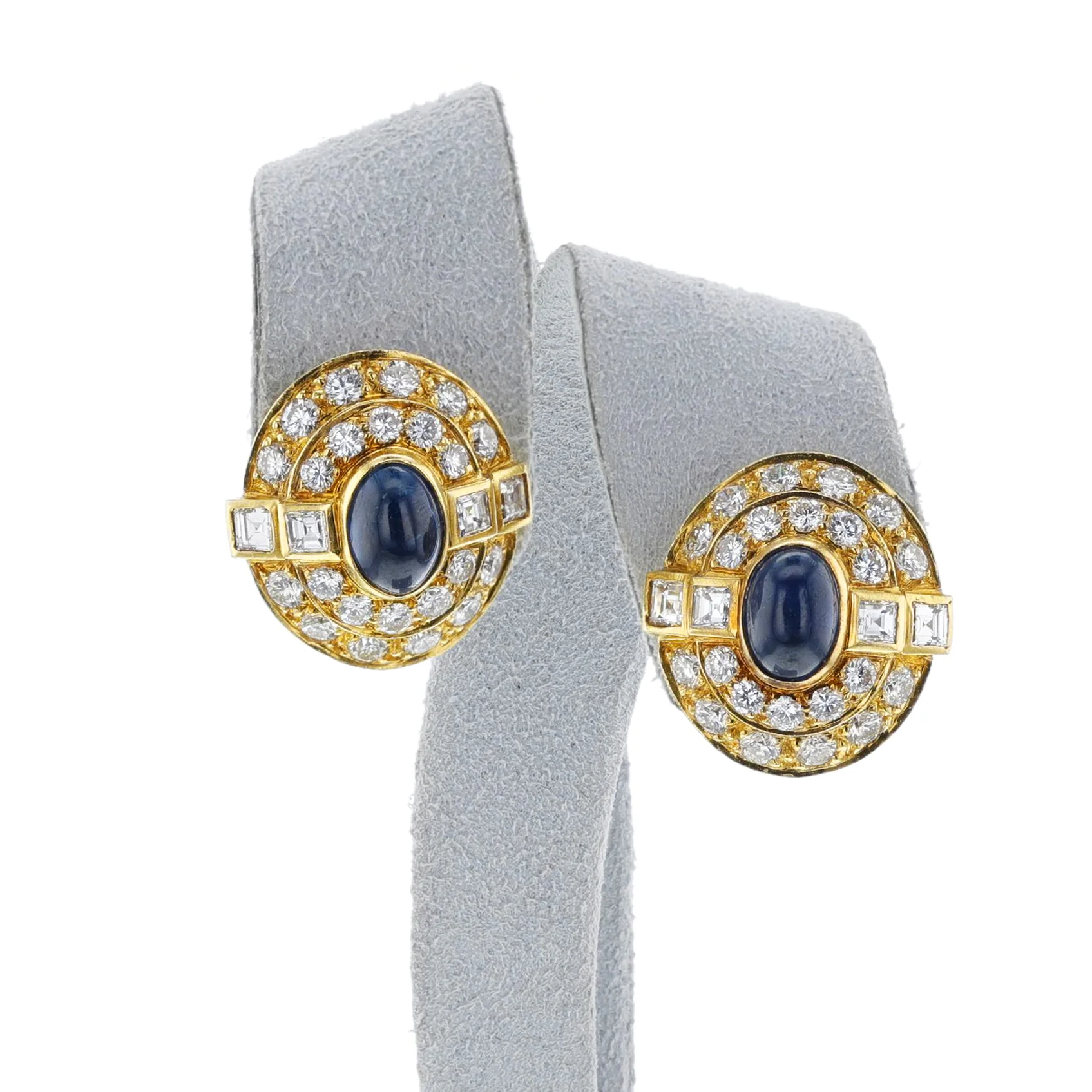 Cartier Paris Sapphire Cabochon and Diamond Earrings, 18k