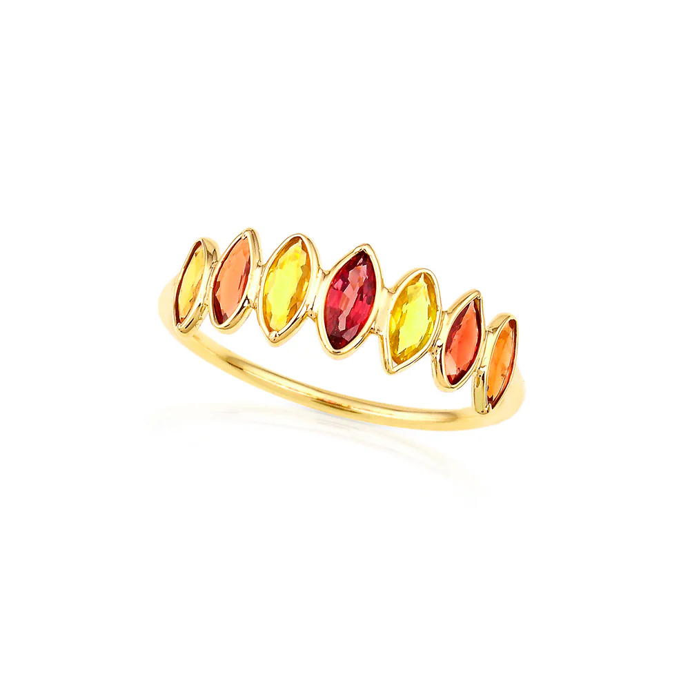 Multi Sapphire single Layer Band, 18K Gold