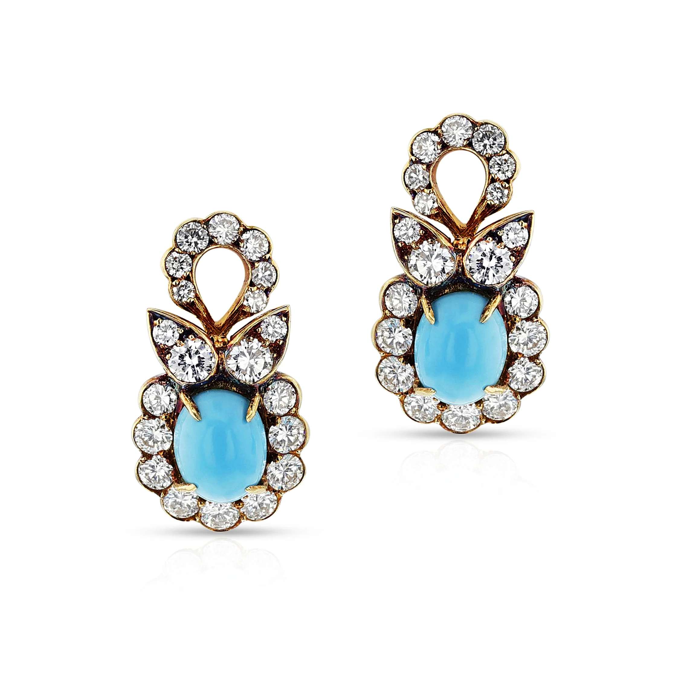 M. Gérard Paris Turquoise, Pearl, & Diamond, 18k Earrings + Necklace Set