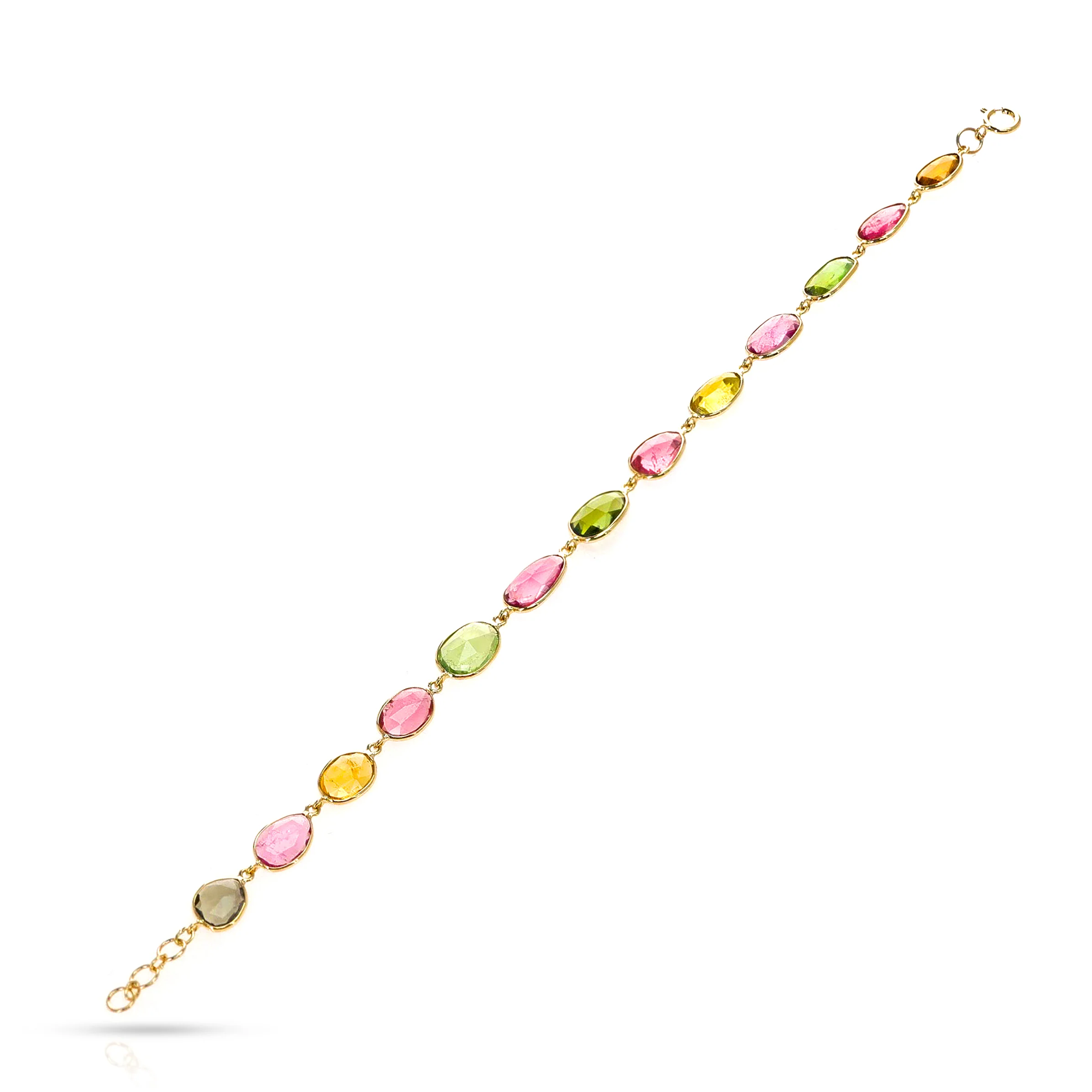 Multi-Tourmaline Mixed Rose Cut Tennis Bracelet, 18K