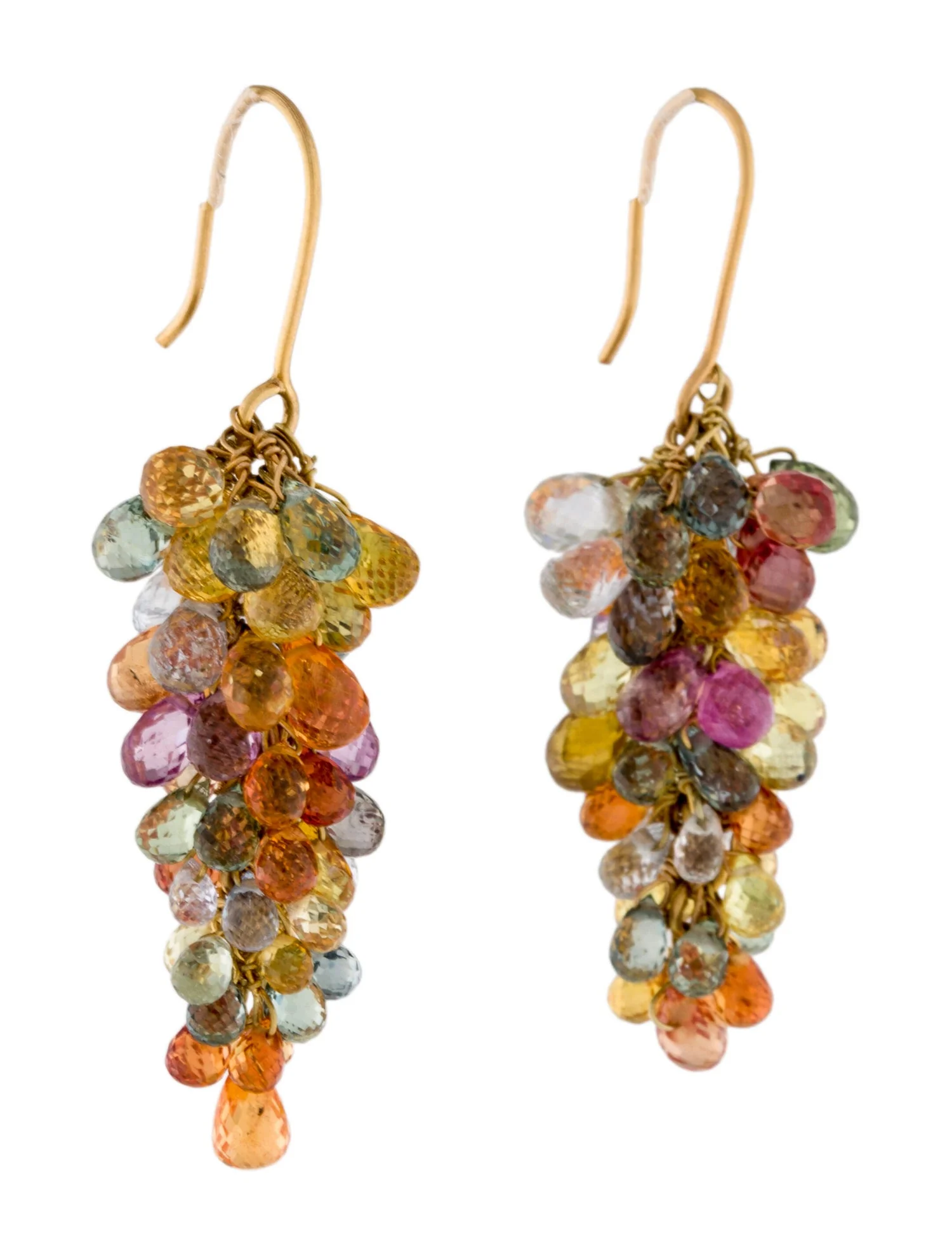 Multi-Sapphire Chandelier Earrings, 14K Gold