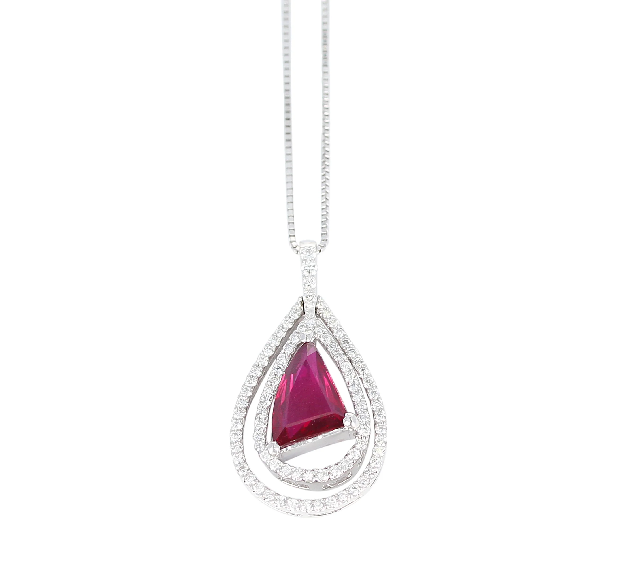 Certified 2.03 carat No Heat Vivid Red Mozambique Ruby and Diamond Pendant, Platinum