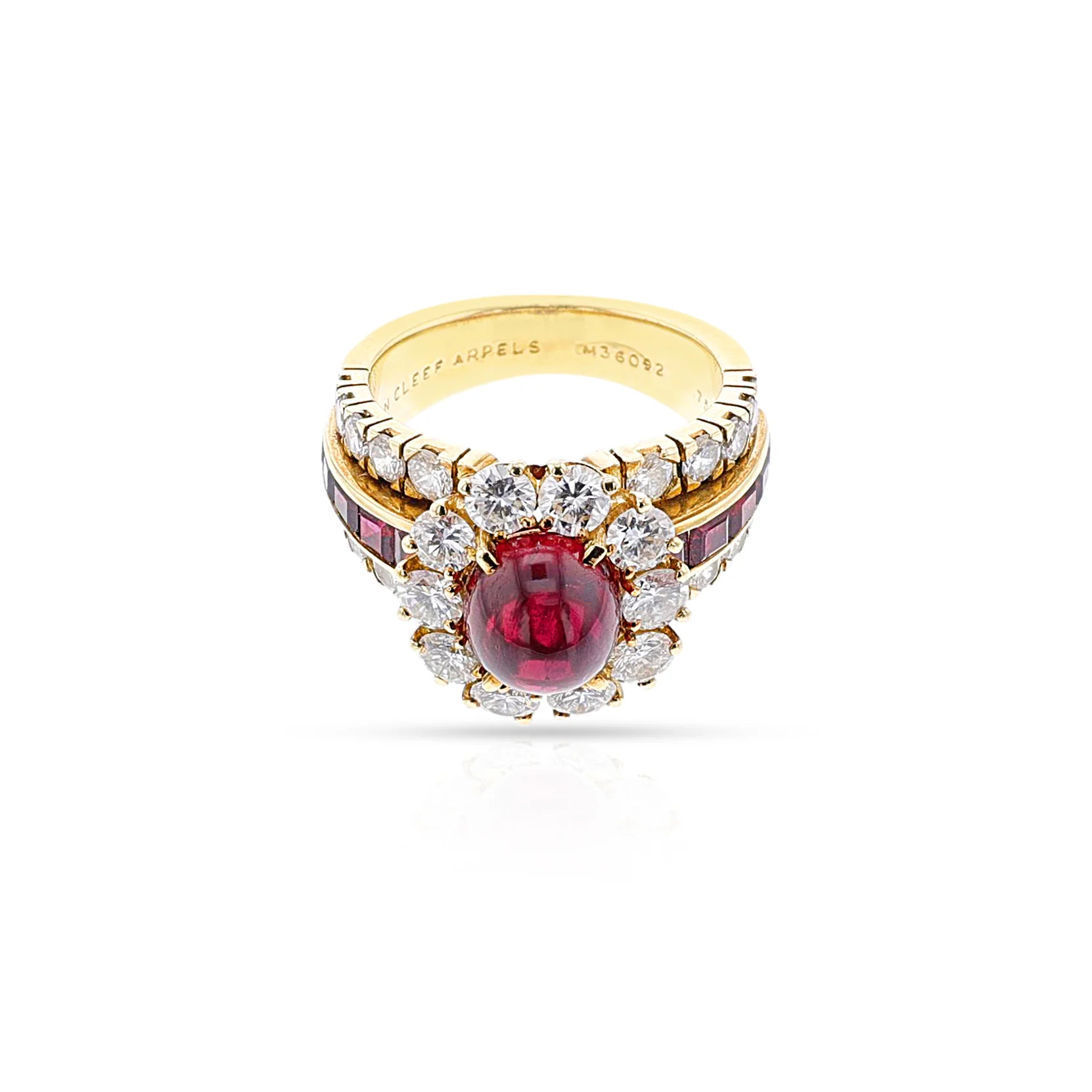 Van Cleef & Arpels Ruby Cabochon and Diamond Ring, 18k
