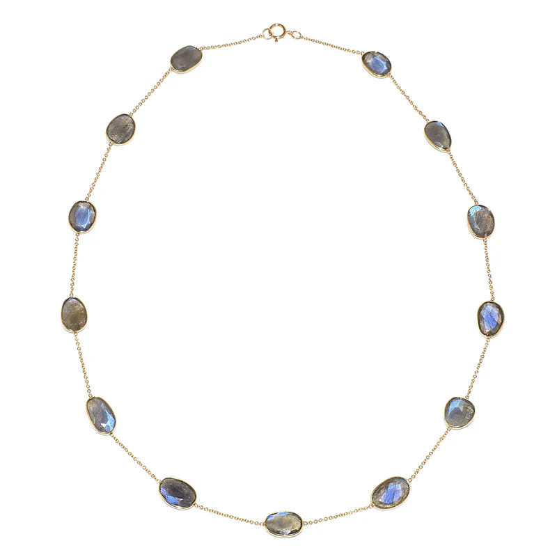 Mixed Cut Large Gemstone Necklace, 18k