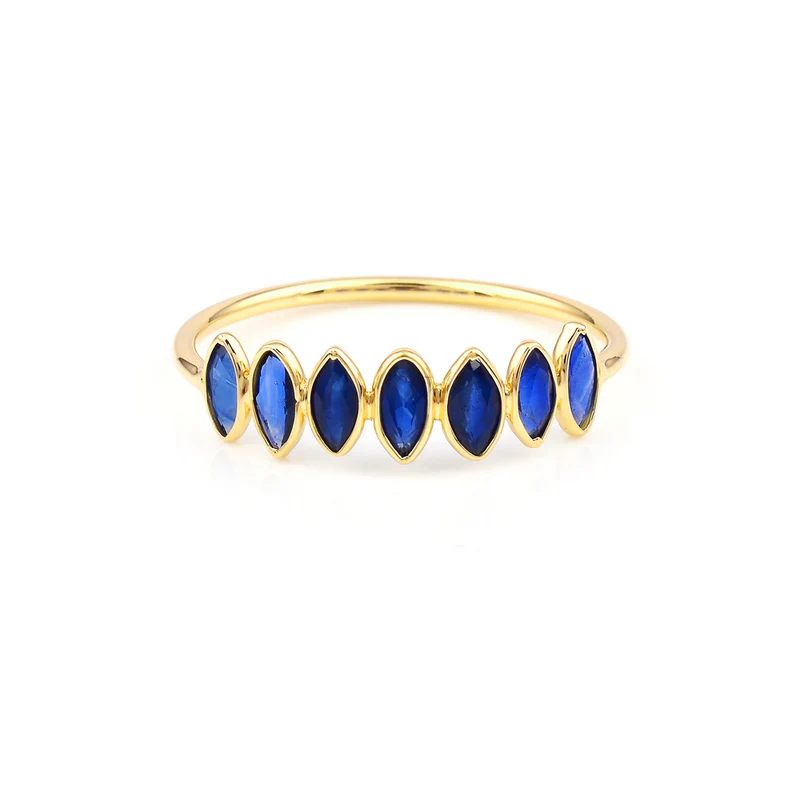 Multi Sapphire single Layer Band, 18K Gold
