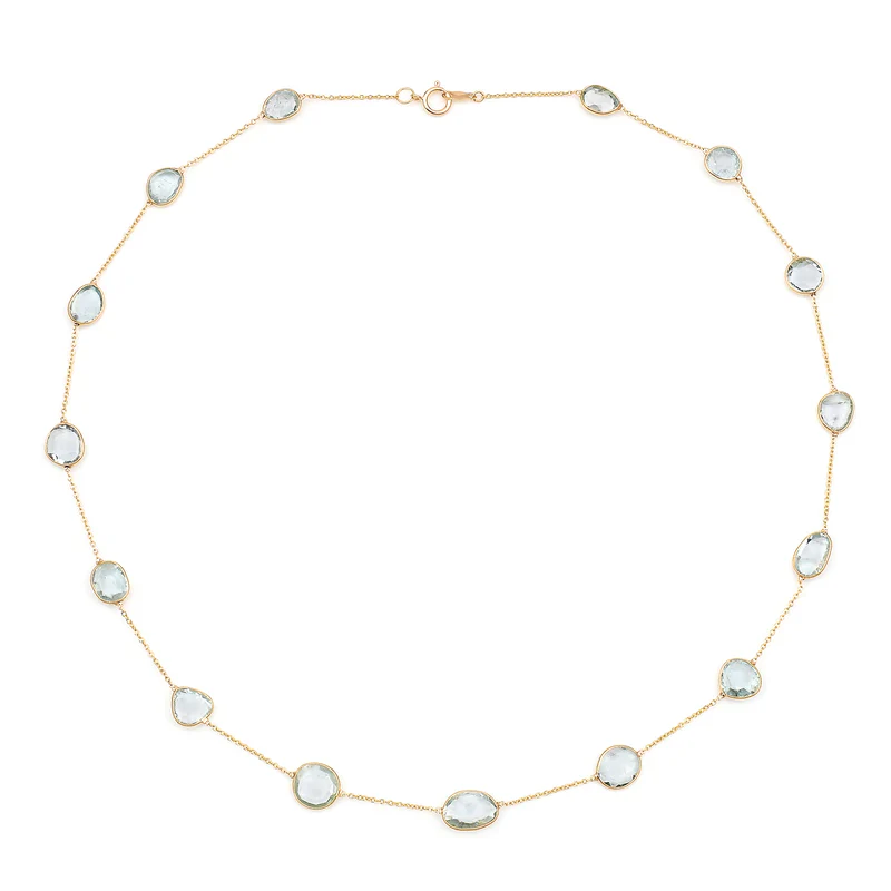 Mixed Cut Large Gemstone Necklace, 18k
