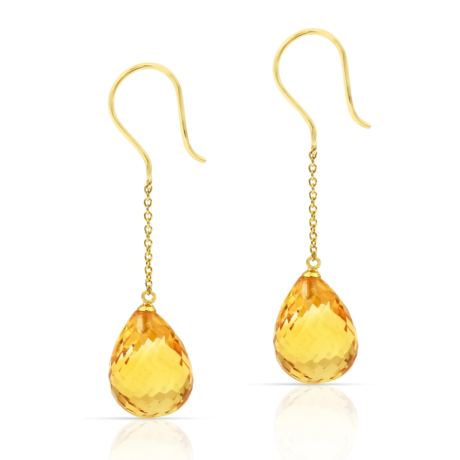 Citrine Pear Shape Dangling Earrings made in 18 Karat Yellow Gold.