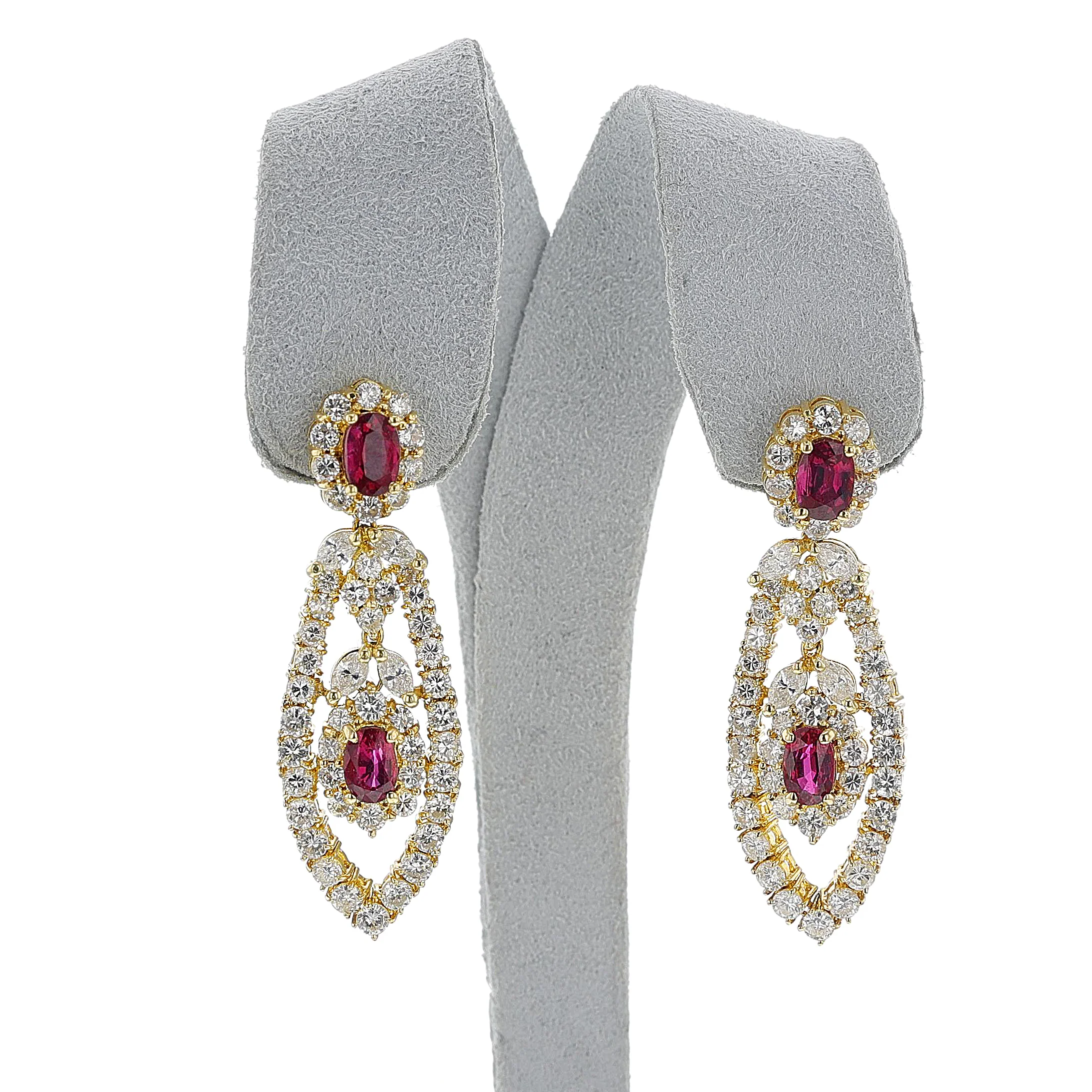 Ruby and Diamond Chandelier Earrings, 18k